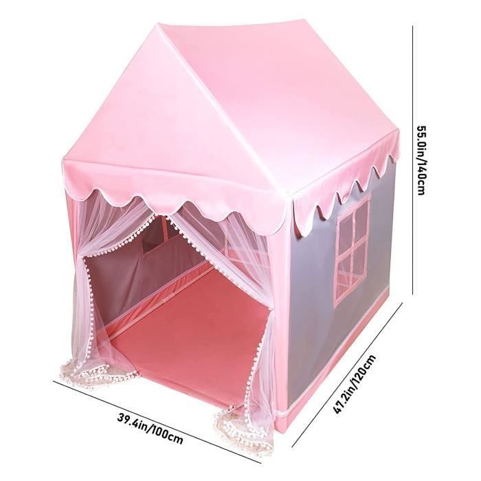 Tente De Jeu Château De Princesse Pour Enfants - Tente Hexagonale Rose Avec Tapis, Facile à Monter - 9
