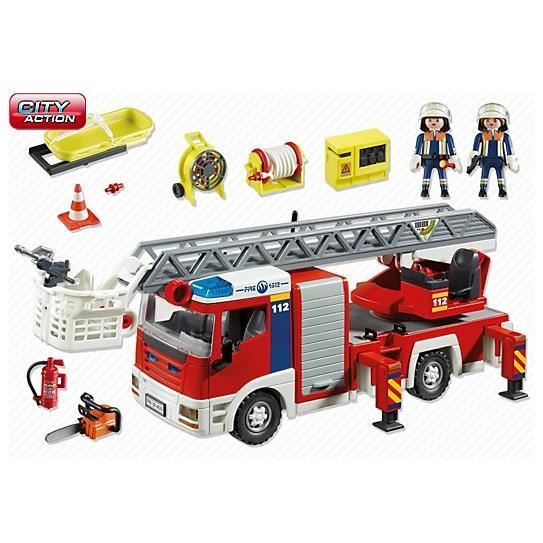 PLAYMOBIL 4820 Camion de Pompiers Grande Echelle - Cdiscount Jeux - Jouets