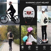 Casque Vélo/Scooter Électrique LED – Feu Arrière Rouge 10 LED + Feu Avant Blanc, 14 Évents, Doublure Amovible, USB Rechargeable, Tailles S/M/L/XL
