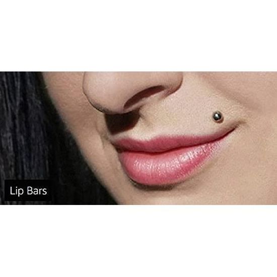 2 Piercings Labret Titane - Filetage Interne - CZ 3mm - Or/Argent