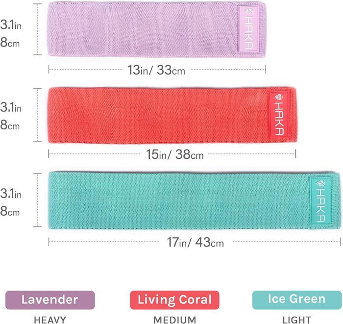 HAKA Booty Bands – Lot De 3 Bandes De Résistance En Tissu Antidérapant, Avec Guide D’entraînement