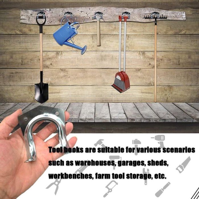 Lot De 18 Crochets Muraux Pour Outils De Jardin BELLE VOUS - Supports Garage Et Remise Avec Vis Et Tournevis
