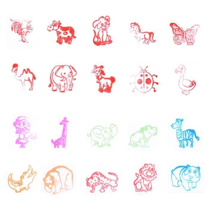 Nutabevr Coffret De 30 Tampons Auto-Encreurs Animaux – Motifs Marin, Sauvage Et Ferme – 5 Couleurs – Idéal Cadeaux Pâques, Anniversaire, Prix Scolaires