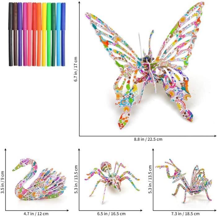 Dream Fun Puzzle 3D Bricolage Kits Artisanat pour Enfant Fille Garçon 6-12  Ans - Meilleur Cadeau et Jouets pour Enfants(B)