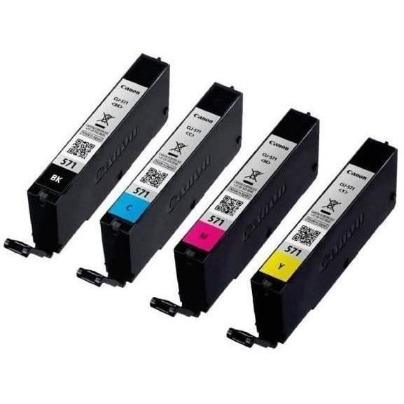 Lot De 4 Cartouches D'encre Cyan C-571C Compatibles Canon PIXMA - 12ml - Neuf