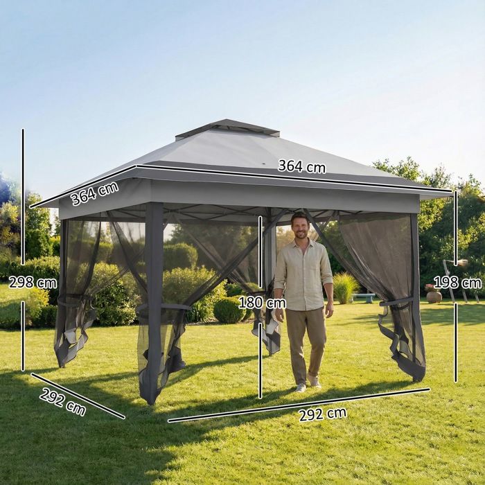 Tonnelle De Jardin 6x3m Outsunny - Anti-UV, Moustiquaire, Pliante