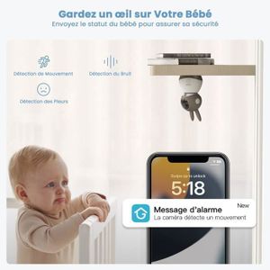 Babyphone Caméra Bébé 5" 720P LCD - Surveillance 3500mAh Vision Nocturne Zoom VOX Communication Bidirectionnelle Température Berceuses