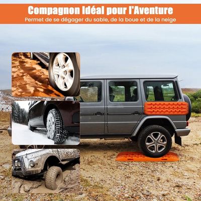Tapis De Traction Tout-Terrain SOARS - Lot De 2 - 107x31cm - Charge 10T - Pour Voiture, 4x4, Camping-car - Rouge - 7
