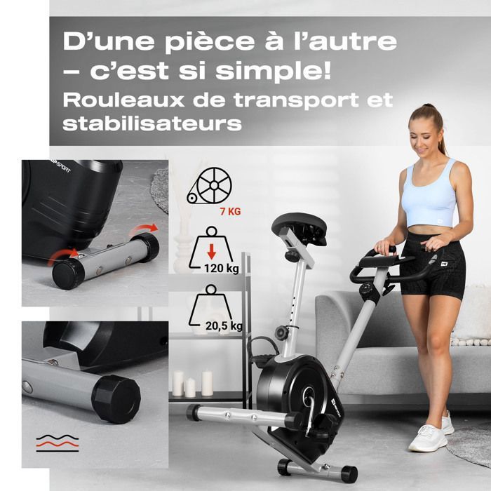 Vélo d'Appartement Magnétique Pliable 8 Niveaux de Résistance avec Volant d' Inertie 2,5KG