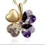 Collier Pendentif Chaîne Trefle 4 Feuilles Rose Strass Diamant Plaqué neuf