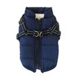 Dark Blue1-M -Imperméable à l'eau chien chiot gilet avec harnais veste Chihuahua vêtements chaud hiver chien vêtements manteau pour-0