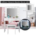Belleshop - Coiffeuse -  Table de Maquillage -  avec Miroir Tiroirs Tabouret Ampoules LED Blanc - 96821-0