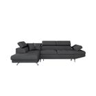 LOUNGITUDE Canapé d'angle RIO Convertible avec coffre en tissu - Angle Gauche, Gris foncé