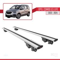 Barres de toit pour Opel Combo (E) Life 2023-2024 avec verrouillable Alu - Gris