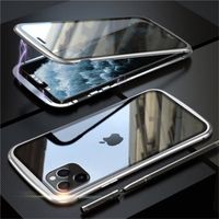Coque de protection verre de coque de téléphone magnétique pour iPhone 11-Argent