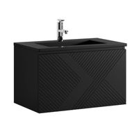 Meuble de salle de bain Moreno 80 cm - Badplaats - Noir Mat - Meuble avec lavabo - Tiroirs à fermeture douce