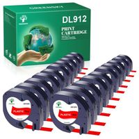 20 GREENSKY Compatible pour Dymo LetraTag Ruban Plastique 91203, 12mm x 4 m,pour Dymo LetraTag LT-100H,  Noir sur rouge