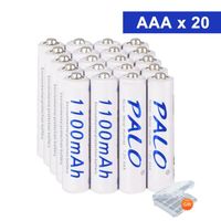 Piles AAA rechargeables LR03 1100 mAh 1,2V Ni-MH, auto-décharge faible, paquet de 20