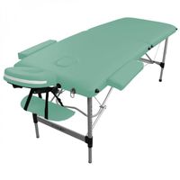 Table de massage pliante 2 zones en aluminium + Accessoires et housse de transport - Vert pastel - Vivezen