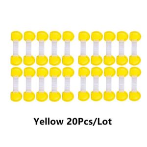 BLOQUE PORTE - POIGNÉE Couleur jaune Verrou de sécurité en plastique pour garde-robe d'enfants, 20 pièces-lot, verrouillage de sécur