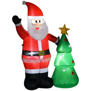PERSONNAGES ET ANIMAUX Père Noël gonflable LED 1,5H m avec sapin polyeste