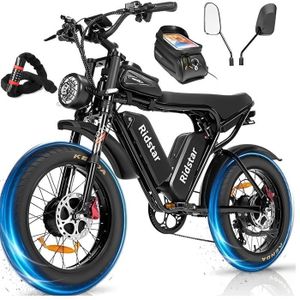 VÉLO ASSISTANCE ÉLEC Vélo électrique RIDSTAR Double moteur 1000W*2 - Double batterie 52V 20Ah*2  avec pneus 20