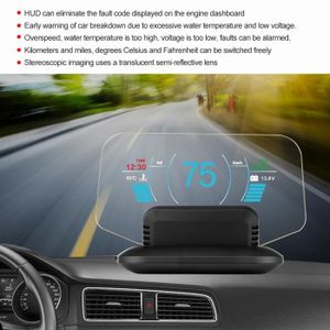 Dioche projecteur tête haute Universal Auto HUD Head UP Display Projecteur  multifonctionnel GPS Compteur de vitesse Charge solaire