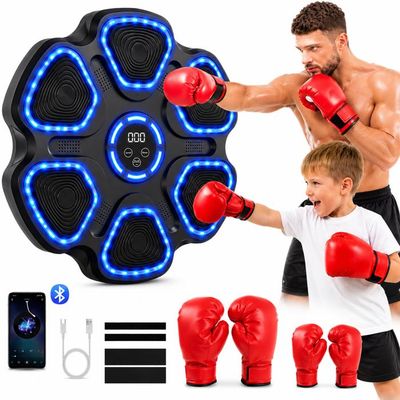 Machine De Boxe Musicale Mobiclinic MusicKangu - 9 Modes, Bluetooth, LED, Gants Inclus - Entraînement Fun