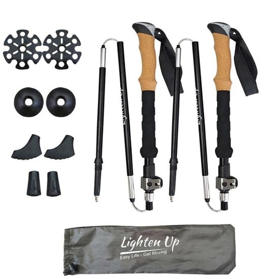 Bâtons De Randonnée Trekking BLACK DIAMOND Pour Femme - Paire Pliante Légère, Poignée Liège, Aluminium