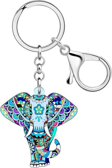 WEVENI Gold Silver Plated Elephant Keychain - Fashion Jewelry Bag Charm For Women, Girls, Car Keys & Purse Accessories