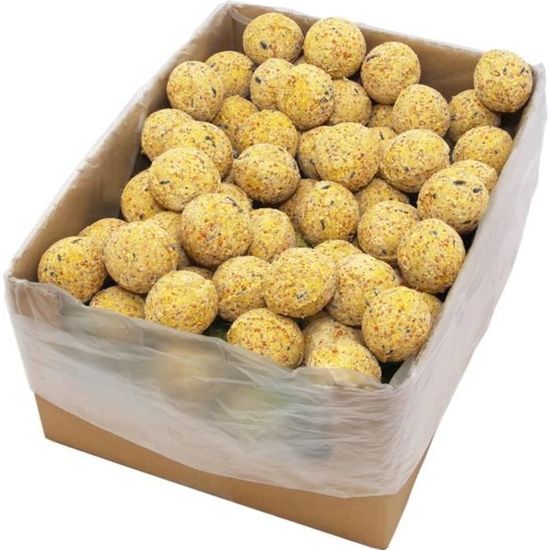 BOS Boules de graisse Nourriture pour oiseaux 200 pcs 90 g grains blé, maï, graines cœurs de tournesol sorgho graisses