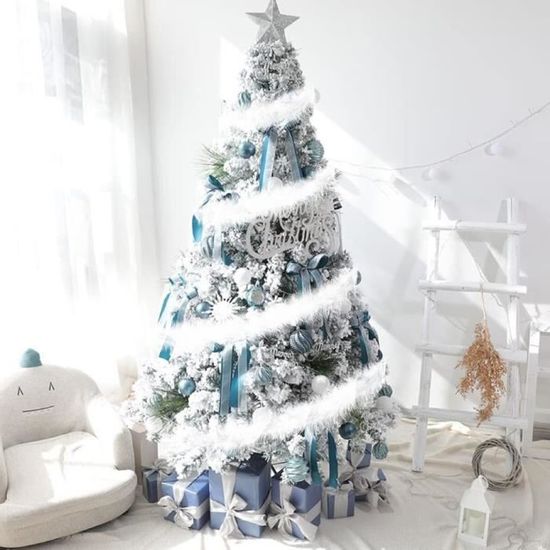 5pcs 2m Arbre de Noël Guirlande de plumes blanches Boa moelleux, Bandes Boa  de plumes blanches pour la décoration de l'arbre de Noël à l'intérieur ou à  l'extérieur
