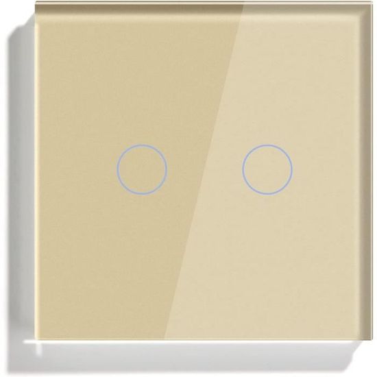 Commande Tactile Rétroéclairage Interrupteur Tactile Mural BSEED - Verre Trempé - 2 Voies - Rétroéclairage LED - 10A 240V - Gris Commande Tactile Rétroéclairage Interrupteur Tactile Mural BSEED - Verre Trempé - 2 Voies - Rétroéclairage LED - 10A 240V - Gris