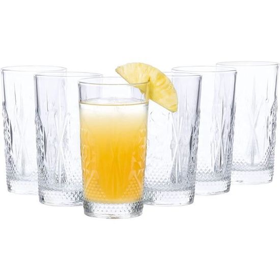 VERRE A EAU AVEC OU SANS PIED  Van Well Bormioli Rocco - Lot de 6 verres à long drink Stone - 475 ml - Verre en cristal poli - V1546