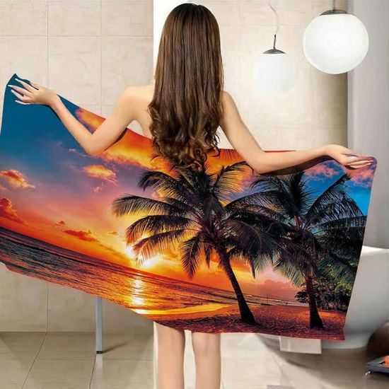 Serviette De Bain Pour Cheveux En Coton 24x62 Cm - Ultra Absorbante - Coloris Lagune Kaki - OEKO-TEX - 10