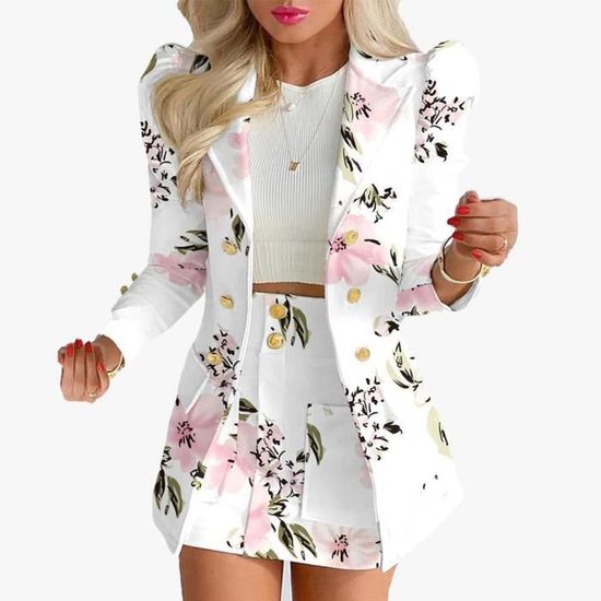 Tailleur Femme 2 Pièces ORANDESIGNE - Veste Blazer Et Jupe Crayon - Bureau Élégant - Polyester