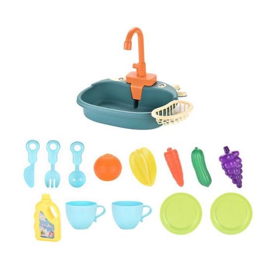 Évier De Cuisine Électrique Pour Enfant – 23pcs Jouet Lave-Vaisselle Avec Eau Courante + Accessoires Vaisselle & Nourriture