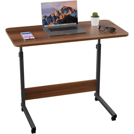 Table Ordinateur Portable HUOLE Réglable - Bureau Mobile Avec Roulettes Pour Lit Ou Canapé