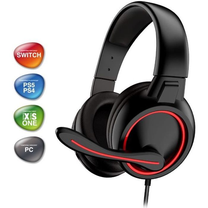 ADVANCE – GTA 210 – Casque Pro Gaming Audio - Simili Cuir - Microphone – Arceau Flexible et Ajustable – HP 40mm – Multiplateformes