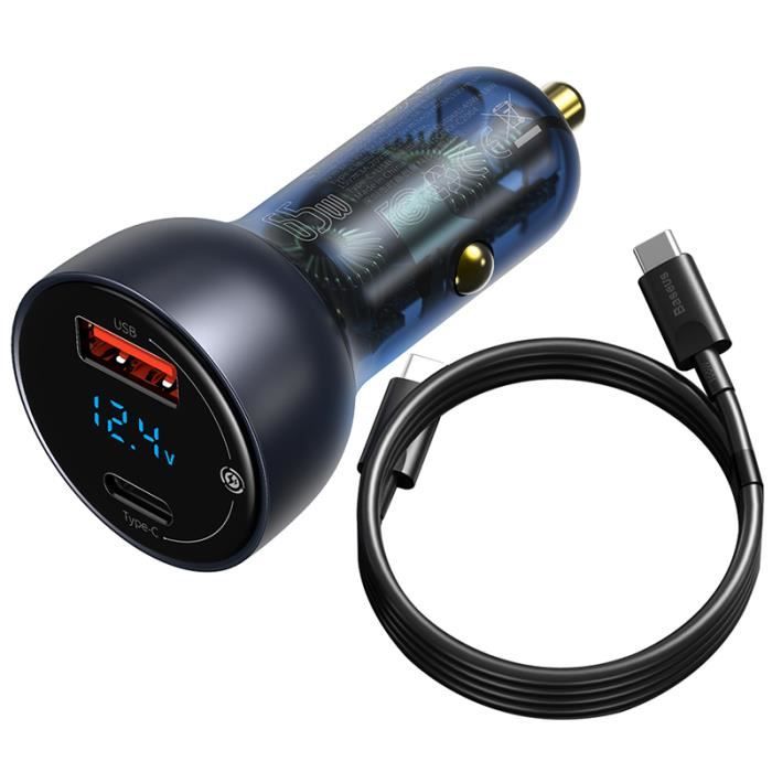 Chargeur de Voiture USB 65W Charge Rapide 4.0 3.0 QC4.0 QC3.0 avec USB Type C Câble pour iPhone Xiaomi téléphone portable