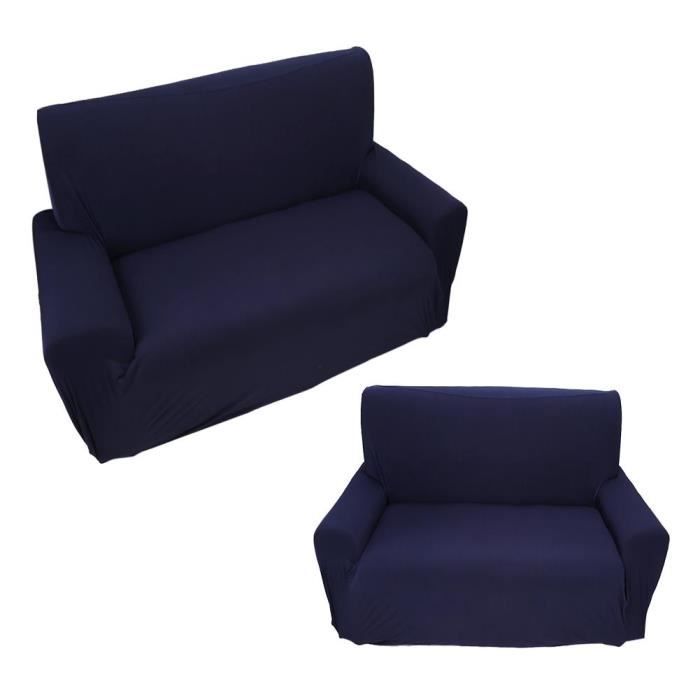 LIA Housse de Canapé Élastique 2 places Bleu fonce 145cm-185cm