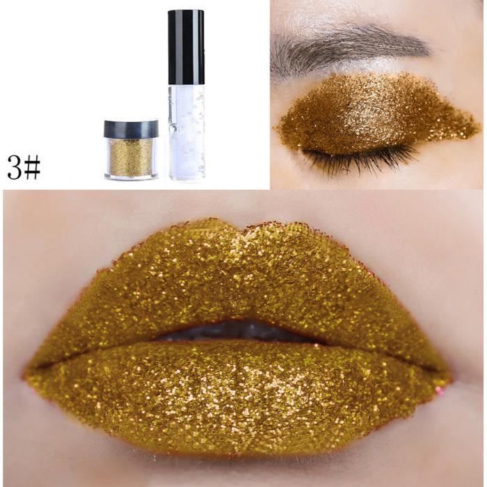 【ROUGE À LÈVRES】Shimmer Glitter Lip Gloss Poudre Palette Glitter Lipstick Cosmetic Eye Shadow C_GT29384