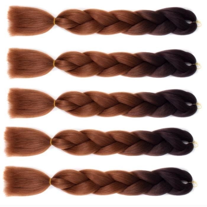 Wigenius 5 pièces Jumbo Braid Cheveux synthétiques 61 cm 100 g Kanekalon Extensions de cheveux tressage
