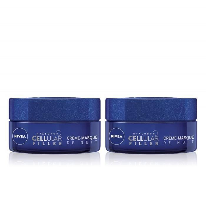 NIVEA Hyaluron Cellular Filler Crème-Masque de Nuit (2x50ml), crème anti-âge enrichie en Acide Hyaluronique, crème hydratante, so