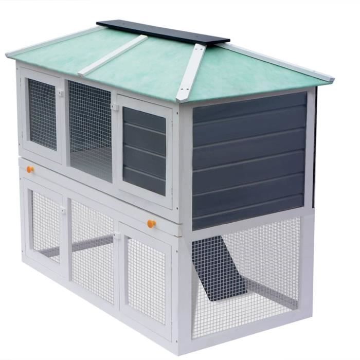 Cage double pour animaux Haut de gamme - Clapier Lapin Enclos - Bois Market® 441759