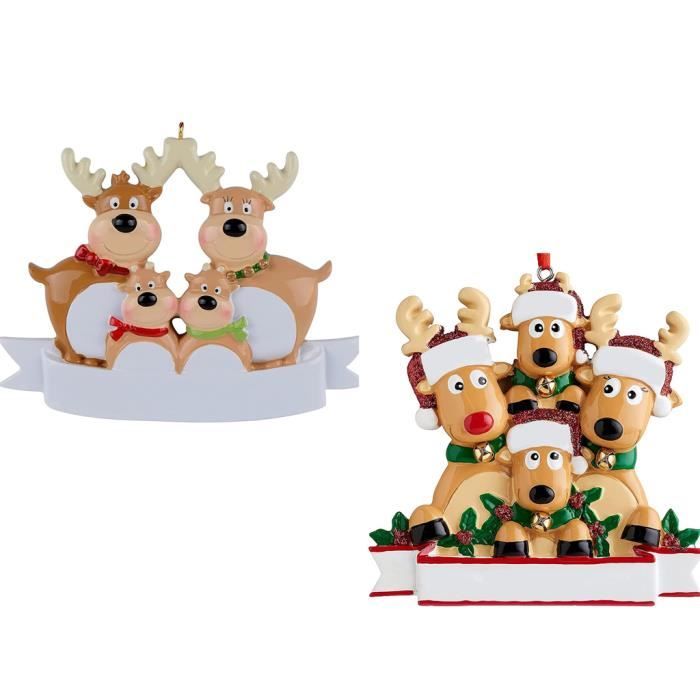 Décor de Noël 2021 Personnalisé Famille Noël Arbre Ornement de Renne Arbre de Noël Décor de Boules Mignonne Cerf Wapiti Vacance Cadeau