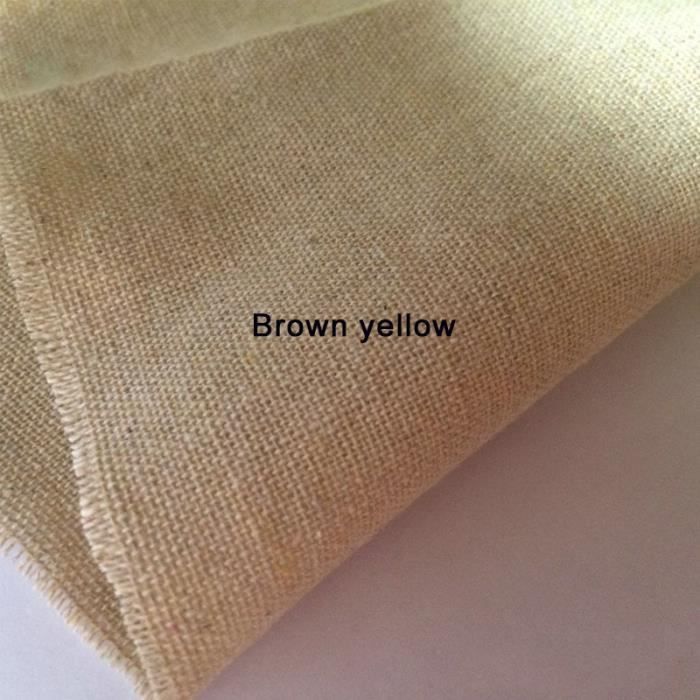 Tissus,Peinture Vintage, toile de coton et lin de chanvre, toile de jute pour couture, tissu - Type Brown yellow - 100cmx150cm