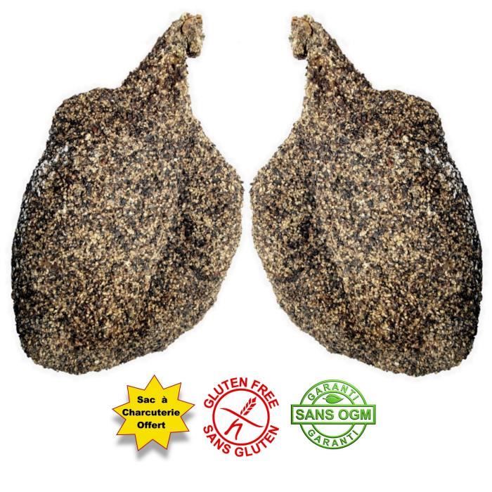 Coffret charcuterie catalane N°58: 2 Noix épaule poivre env. 600gr. Sac à charcuterie en cadeaux.