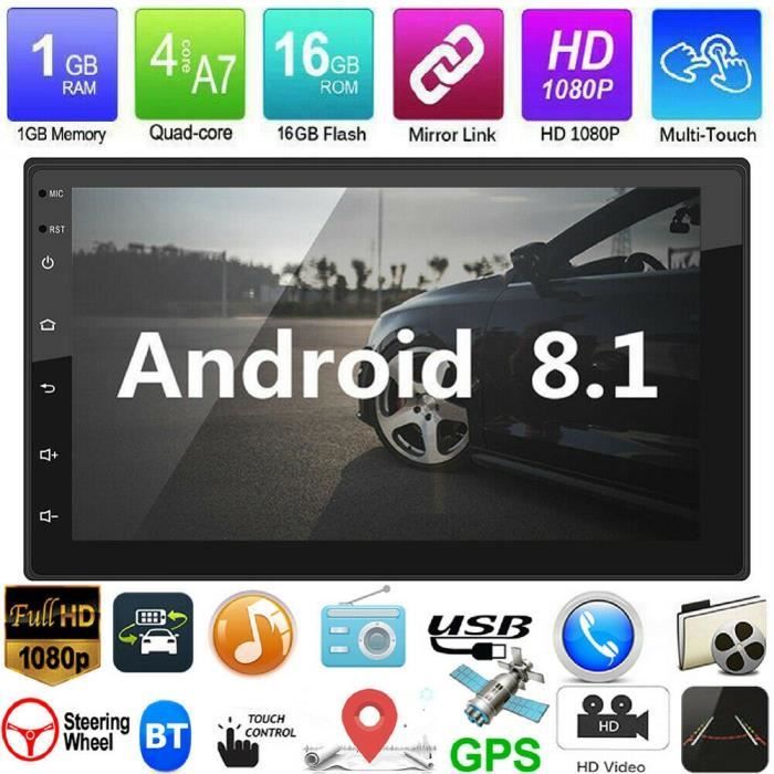 DIY MORE Android 8.1 Autoradio Bluetooth Navigation GPS 7 - Double Din Voiture Stéréo Audio Lecteur MP5 USB FM