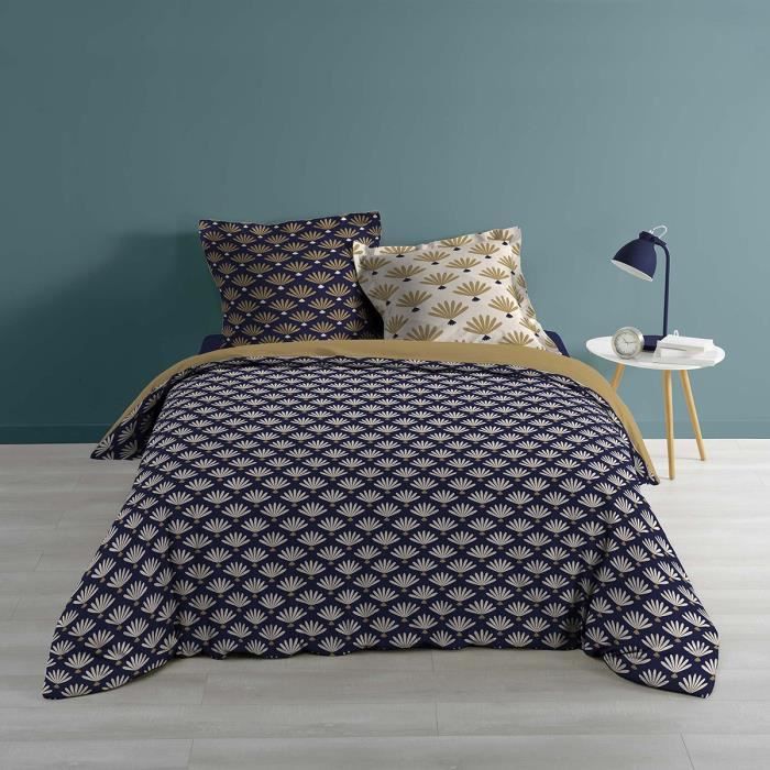 Housse de couette 240x260 Windsor + 2 taies 100% coton 57 fils Blanc, Bleu, Cacao, Jaune